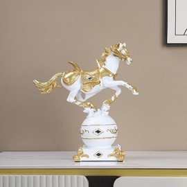HLbshi Resin Horse Statue Animal Figurine Sculpture Elegant Home Décor Accent for Living Room Office Desktop Bookshelf Great Gift for Home Lovers (White)