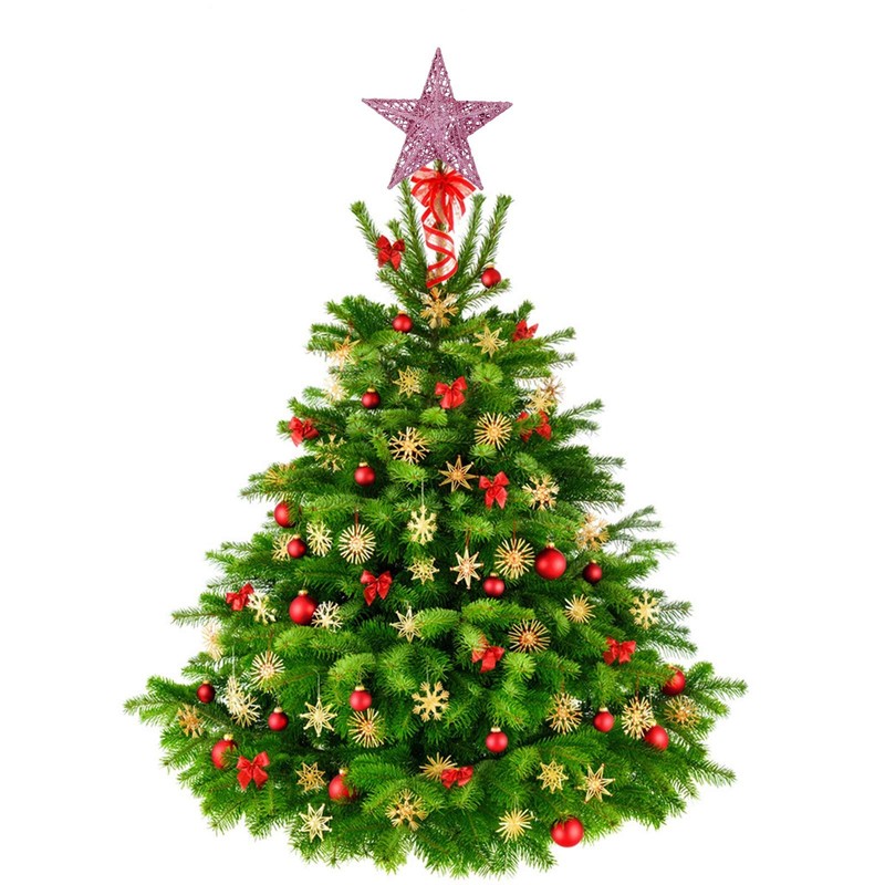 BinaryABC Christmas Tree Topper Star,Glittering Christmas Tree Decoration Ornaments,20cm (Pink)