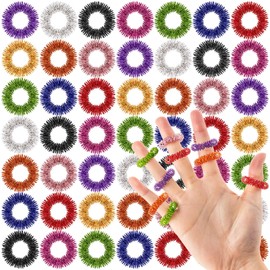 KVCSYAW 100 PCS Spiky Sensory Finger Rings, Acupressure Finger Massage Ring, 10 Colors Silent Stress Reducer and Massager for Teens, Adults, Silent Stress Reducer and Massager