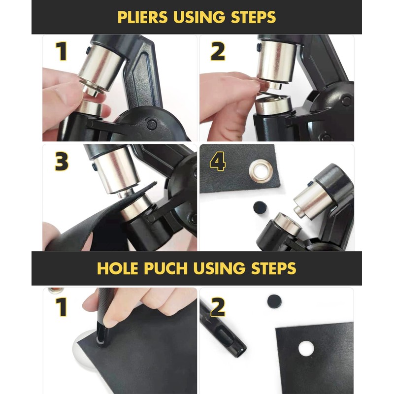 HAPDEN Grommet Tool Kit, 3/8 inch Handheld Eyelet Kit Manual