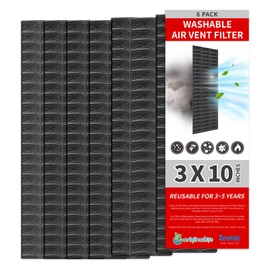 Originallife Washable Reusable Professional, Air Vent Filter, AC Vent Filter, Floor Register Filter for Home (Black), 3" x 10", Reduce Dust, Dirt, Odor, Pollen, Hair, Aero-grade filter, 6-Pack…