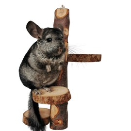 Chinchilla Large Hanging Wooden Rotating Platform - Small Animal Natural Fruit Wood Standing Platform for Squirrels, Sugar Gliders & Birds