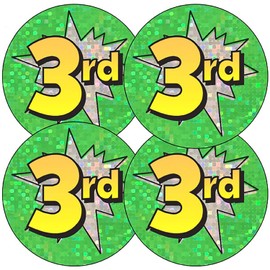 175 Holographic Sparkly 3rd Place Childrens Pupils Motivational Reward Stickers 37mm Primary Teaching Services