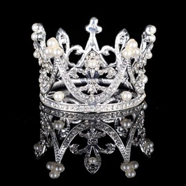 【morning place】 Crown Tiara Hair Accessory for Wedding, Birthday, Gift (Silver)