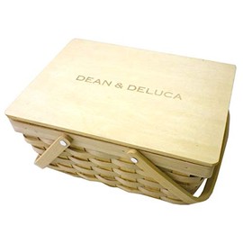 Dean & Deluca Basket with Lid, S, Basket Bag, Natural Bag, Beige, Mini, Small, Storage, Picnic, Bento Box, Sports Festival, Park, Bag, Basket Bag with Shop Bag