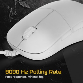 ENDGAME GEAR XM2 8k Gaming Mouse – 8000Hz Polling Rate, Kailh GX Switches, PixArt PAW3395 Sensor, Ultra-Light 52 g, White Frost Edition