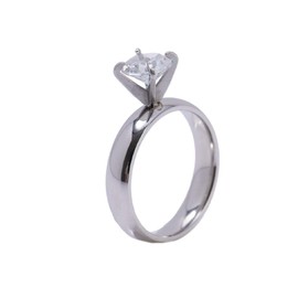 LuckyLy – Anillo de Compromiso para Mujer, Zirconia Cúbica de 4mm y Acero Inoxidable – Anillos de Promesa y de Boda tipo Solitario – Talla 8