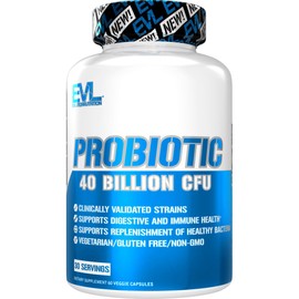 Evlution Evlution Nutrition Probiotic - 40 Billion CFU - Supports Digestive + Immune Health - Probiotic Supplement for Men & Women - Vegetarian, Gluten Free & Non-GMO - 30 Servings - 60 Veggie Capsules