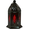 GURU SHOP Oriental Metal/Glass Lantern in Moroccan Design, Lilac, Colour: