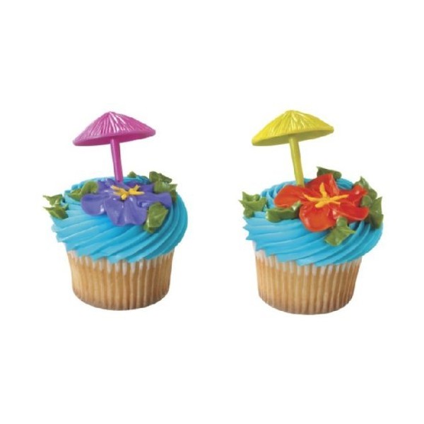 DecoPac Beach Umbrella Cupcake Picks -12ct