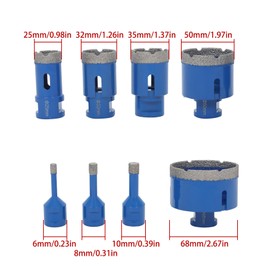 WFLNHB 8 Pcs M14 Threaded Diamond Hole Saw Diamond Drill Bit Set Fit for Glass Hard Plastic Marble Core Drill Bit Hole Saw Kit Includes 6-68mm(0.23-2.68)