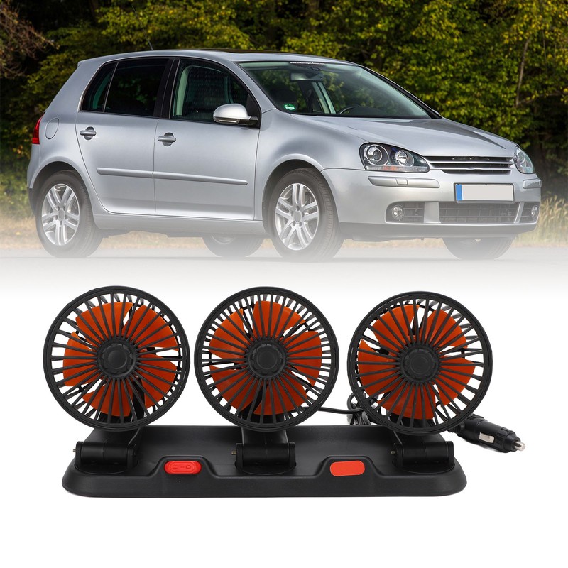 Three Head Car Fan 2 Speed Adjustable 360 Degree Rotation
