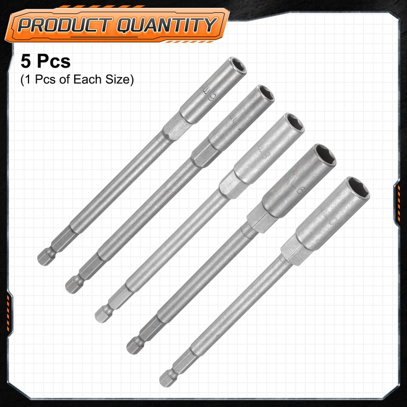 sourcing map 5pcs Nut Driver Drill Bit 6-10mm Metric Impact