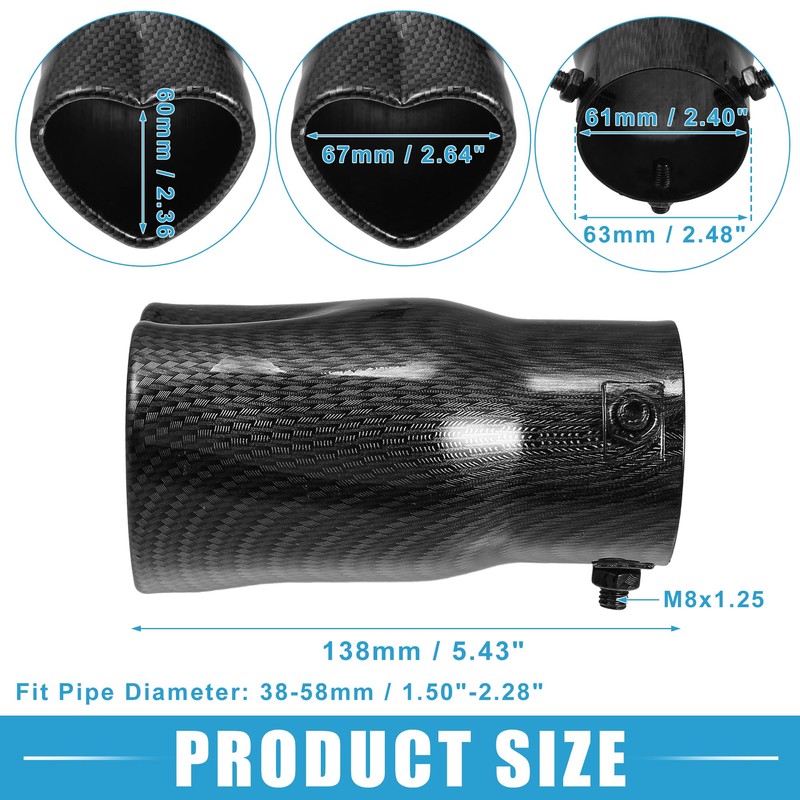 X AUTOHAUX Car Exhaust Tip Heart Shaped Tail Pipe 2.48Inch
