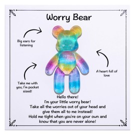 Pocket Bear Hug, Anxiety Relief Gifts, Mental Health Positivity Gift for Men Women, Autism Fidget Gifts, Surgery Worry Gift, Thoughtful Present for School Anxiet, Rainbow Blue