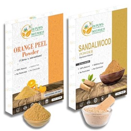 Herbs Botanica Sandalwood Powder 3.5 oz & Orange Peel Powder 5.3 oz – Natural Face Pack Combo for DIY Masks, Ubtan, Scrubs & Skincare – Chandan & Citrus Peel Set
