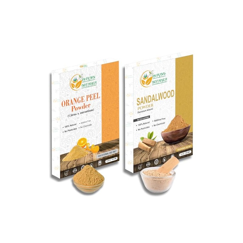 Herbs Botanica Sandalwood Powder 3.5 oz & Orange Peel Powder