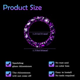 Blinglife Bling Car Accessories for Wowen,Car Engine Start Stop Button Cover, Shiny Crystal Rhinestone Cover Protection Ring(Gem Purple)