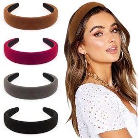 DRESHOW 4 Pack Headbands for Women and Girls Velvet Soft Head Band Fashion Boho Wide Hairbands Non Slip Hair Accessories