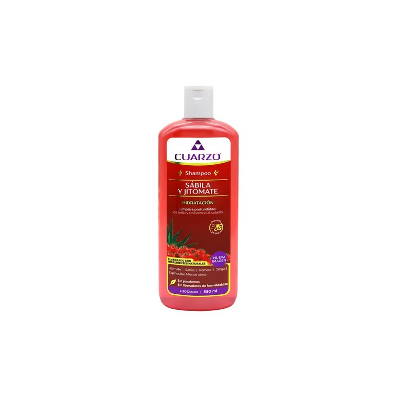 Shampoo Sabila Y Jitomate Para Cabello 550 Ml Cuarzo Natural