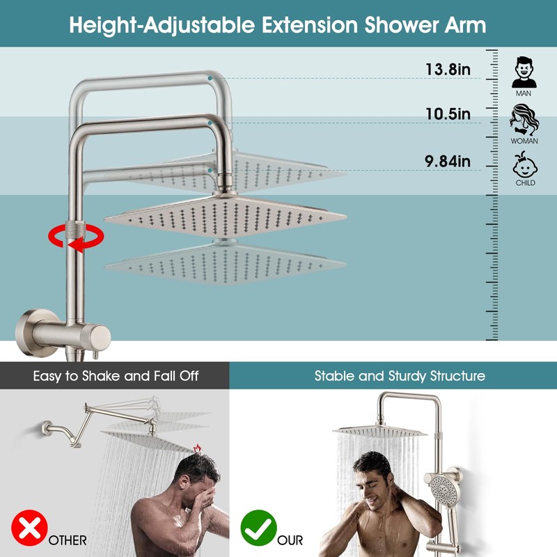 LOCALAND 10 Inch High Pressure Rainfall Shower Head with Handheld