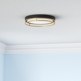 Flynix 12.5 Inch LED Flush Mount Ceiling Light Fixture, 26W, Super Bright 1700 Lumens, 3 Color 3000K/4000K/5000K, Dimmable Ceiling Lamp for Bedroom Hallway Bathroom Kitchen Laundry (Black Gold)