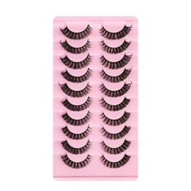 10Pairs Russian Style Strip Lashes D Curl Mink False Eyelashes Full Curled，Full, Wispy, 3D Glam Lashes, Handmade & Reusable