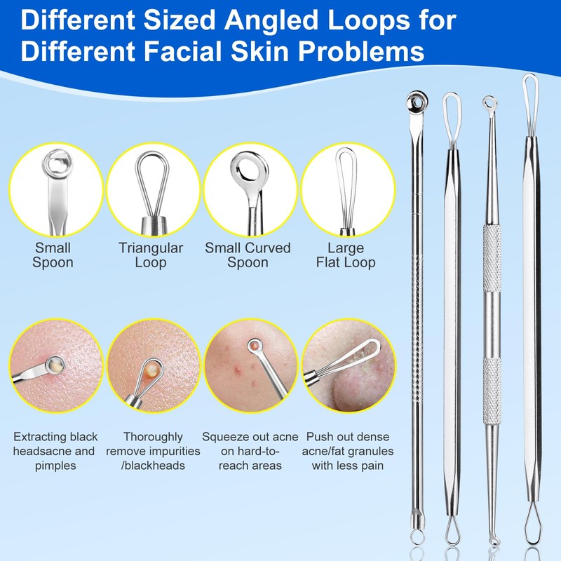Pimple Popper Tool Kit,10 Pcs Professional Blackhead Remover Comedones Extractor