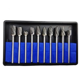 Carbide Bar Router Bit, 10 Types, Case Included, Set of 10, Tungsten Router Bit, Carbide Drill Bit, Router Bit (0.1 inch (3 mm) Shaft Blade Width 0.2 inch (6 mm)