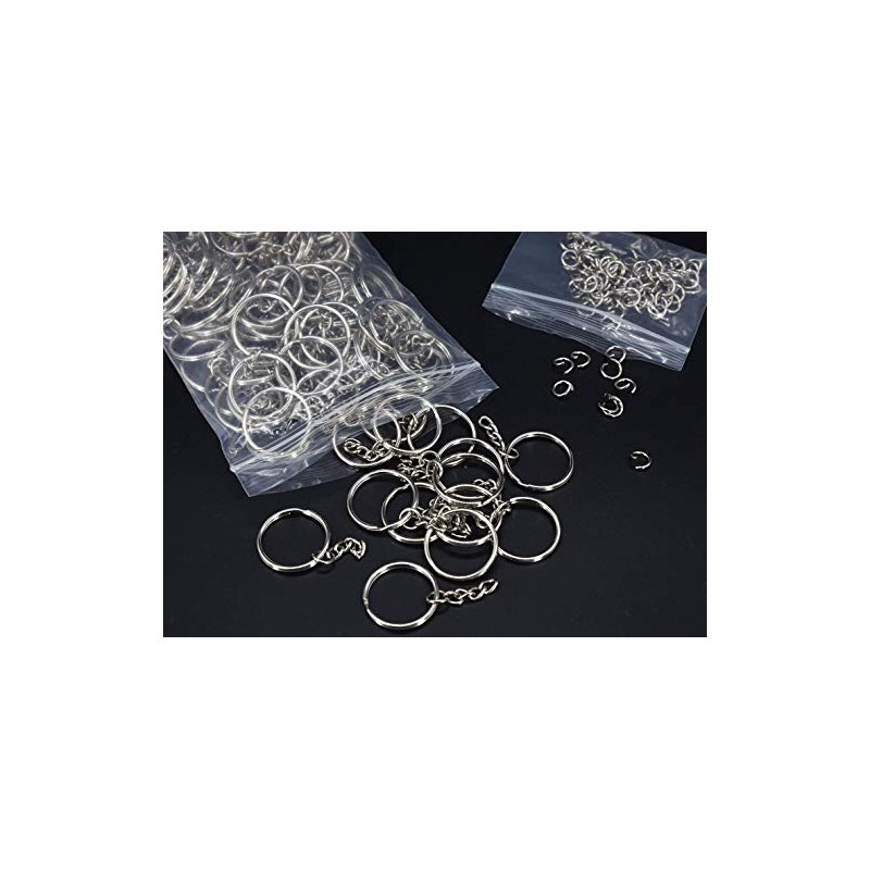 KANSPHY 100 Pack Key Ring with Chain and Open Jump,1