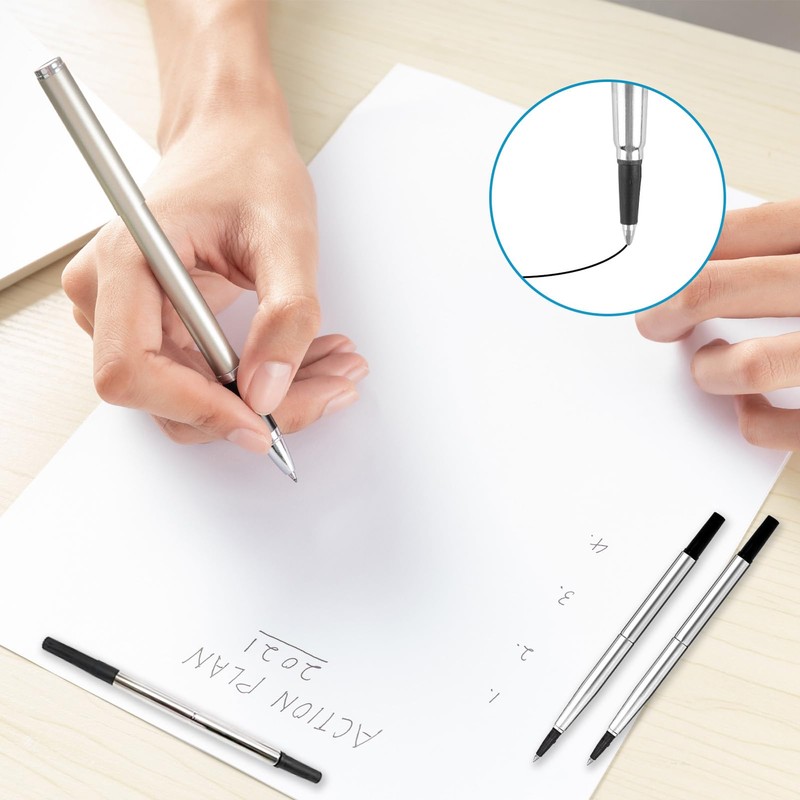 3 Pcs Rollerball Refill, 0.7mm Pen Refills Roller Ball Compatible