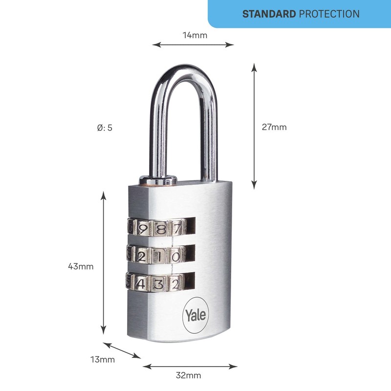 Yale - Y151B/30/125/1 Standardsicherheit 30 -mm -Messing -Kombination Vorhängeschlos