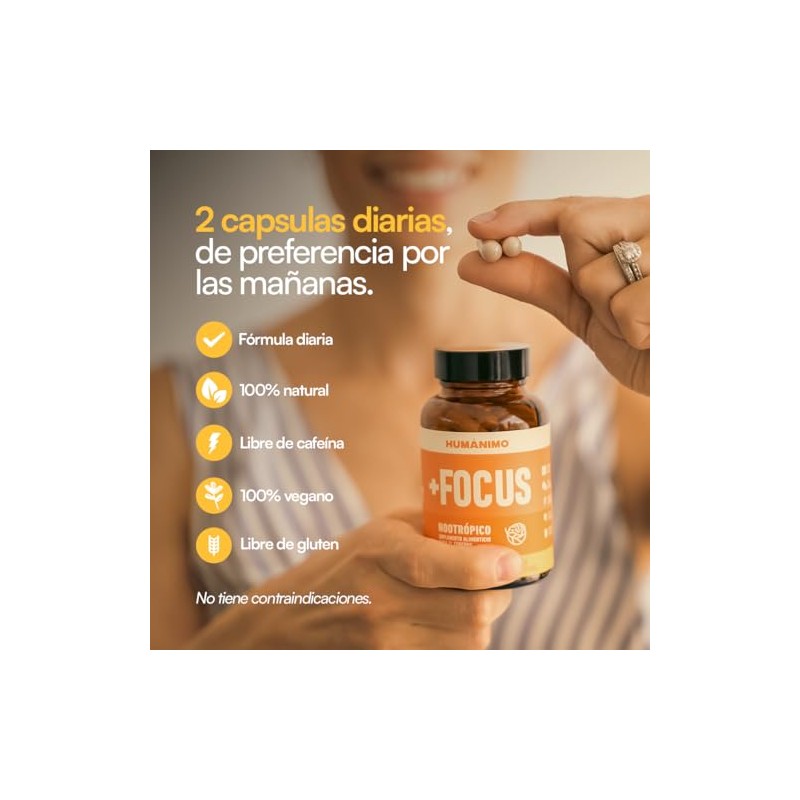 Humanimo Focus Suplemento Alimenticio Natural Mejorar Memoria Concentración Enfoque Teanina