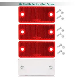 DARKGUARD Rectangular Reflectors Screw-On Red Rear Square Reflector Screw-On Rear Reflector for Tractor Diffusion Disc Trailer Cat's Eye, E9 Certification Mark 90 x 40 x 8 mm (Red Square Screws, Pack
