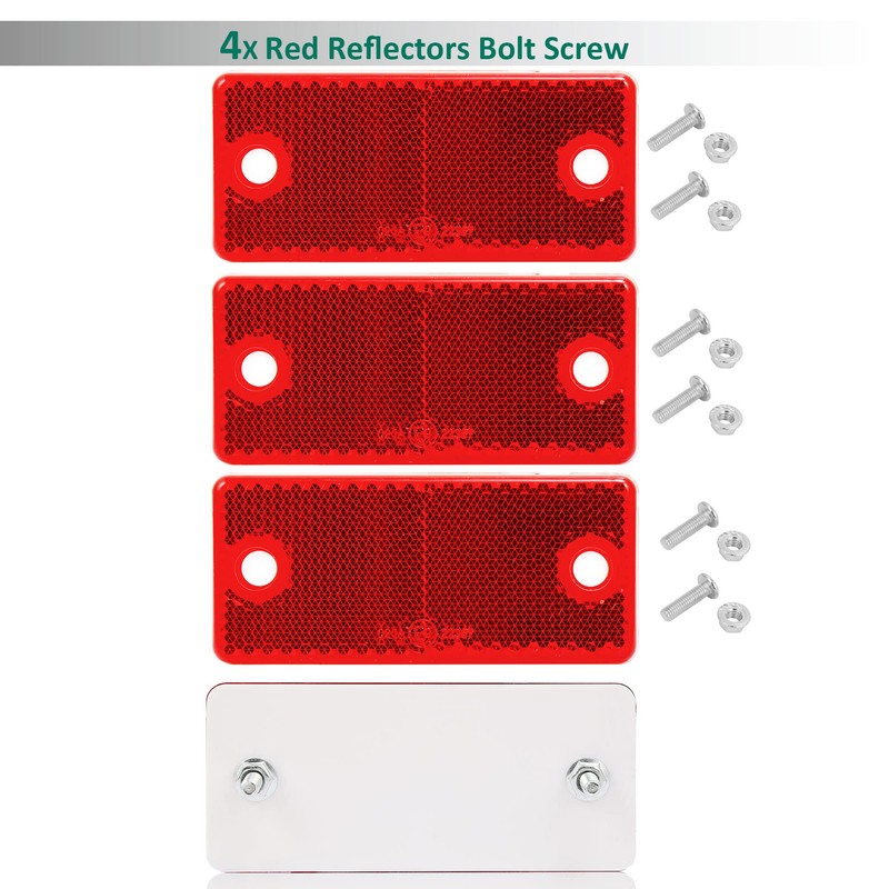DARKGUARD Rectangular Reflectors Screw-On Red Rear Square Reflector Screw-On Rear