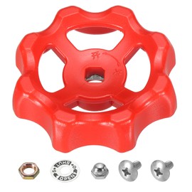 PATIKIL Outside Faucet Handle Square Stem Hole 8x8mm, ABS Round Wheel Faucet Handles Replacement Water Spigot Handle with Screws Spacer, Red
