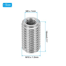 PATIKIL 316 Stainless Steel Thread Adapters Sleeve Reducing Nut, 5 Pcs M10 x 1.5 Male to M6 x 1 Female Repairing Insert Nut Screw Reducer Conversion Fastener 18mm