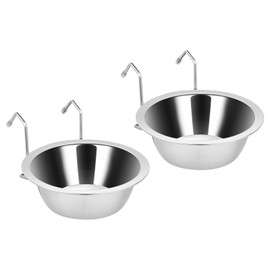 Fri4Free 2PCS Kennel Water Bowl Hanging,Stainless Steel Puppy Bowls for Small Dog Cage,Dog Kennel, Dog Crate, Catio Accessories,Dog Crate Water Bowl Dog Dish Feeder Food Holder No Spill(8oz/1cup)