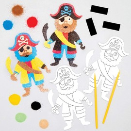 Baker Ross AT666 Pirate Sand Art Fridge Magnets Kits - Pack of 6, for Children to Decorate and Display, Ideal Kids Arts and Crafts Project, Black,Blue,Green
