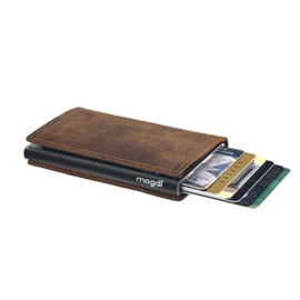 Mogdi Nano Mini Duo Premium Men's Wallet RFID Protection Card Case Business Wallet Finest A++ Genuine Leather Black