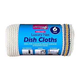 HOMESHOPA Dish Cloths, Soft Cotton Antibacterial Absorbent Lint Free Kitchen Tea Towels, Washing Up Dishcloth for Home Cleaning Supplies, Washable Reusable, 36cm x 28cm (6)