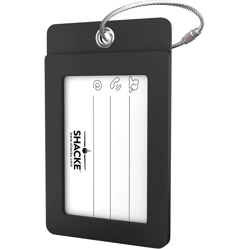 Etiqueta de equipaje plegable con lazo de acero inoxidable -
