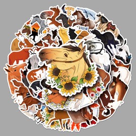 LYunMu Horse Stickers,50PCS Waterproof for Decal,Kid/Teen Gift,Riding Vinyl Decal for Car Bumper,Laptop,Water Bottles,Luggage,Computer,Cellphone,Skateboard,Surfboard,Guitar