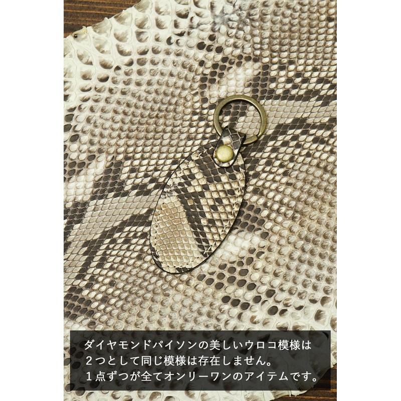 Prof Line Genuine Diamond Python Key Holder, Large Tag, Flat