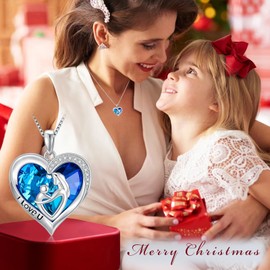 TOUPOP Collar de plata esterlina S925 de mamá e hijo, joyería para regalar en cumpleaños, día de la madre, Navidad, para mamá de sus hijas/hijos, Plata esterlina, cristal