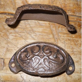 15 Cast Iron Antique Victorian Style Oval Drawer Pull - Barn Handle Door Handles Classic Design