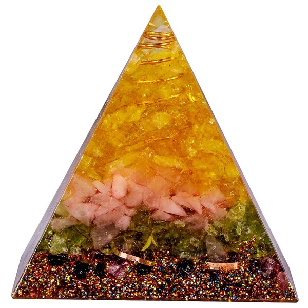 SUNYIK Chip Stone Orgone Pyramid, Healing Crystal Point Copper Energy