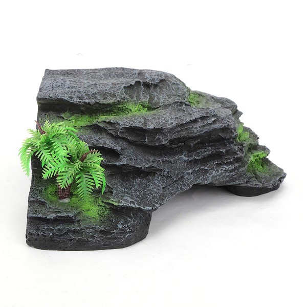 Qcwwy Floating Island Reptile Shelter Aquarium Hideout Pier Resin Cave