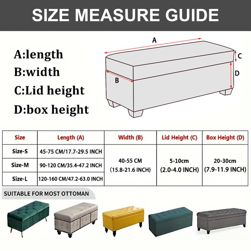 Eco-Ancheng Storage Ottoman Cover Rectangle Ottoman Slipcover Folding Storage Bench