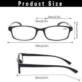 NORPERWIS Reading Glasses 5 Pairs Quality Readers Spring Hinge Vintage Glasses for Reading for Men and Women (5 Pack Black, 2.75)